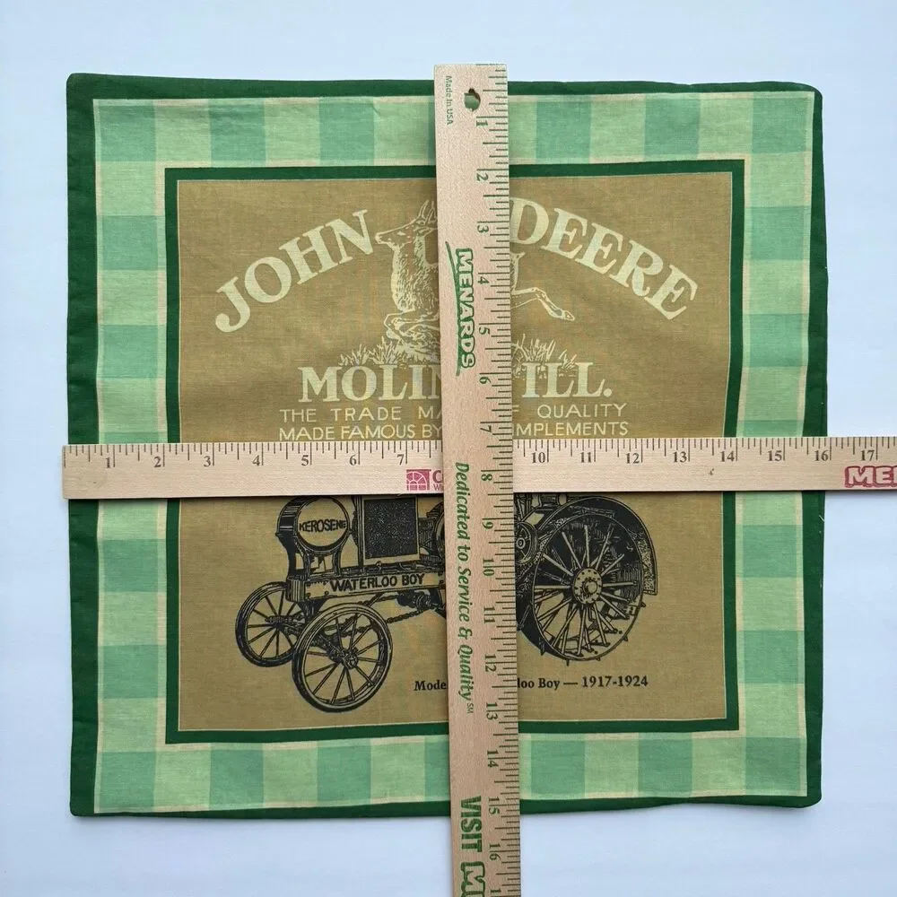 Two Handmade Vtg John Deere Decorative Throw Pillow Covers Double Sided 15x15